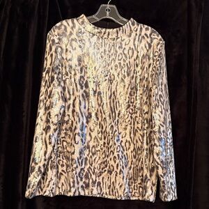 Leopard Print Sequin Women's Top